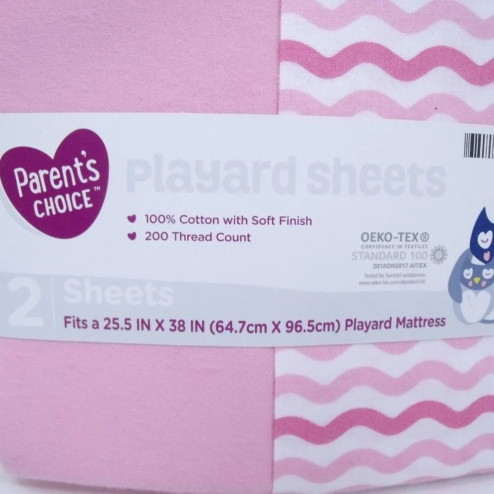 Parent's Choice 100% Cotton Playard Sheets Pink